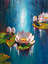 Pejman White Lilies in Blue